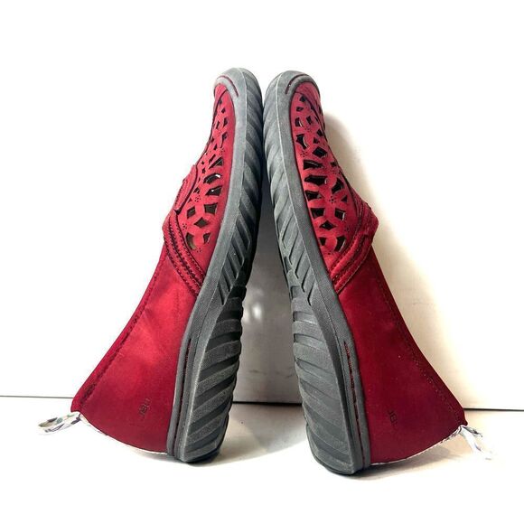 Jambu JBU Memory Foam Womens Sz 11M Red Fabric Flats Comfort Casual Slip On Shoe - Picture 5 of 11